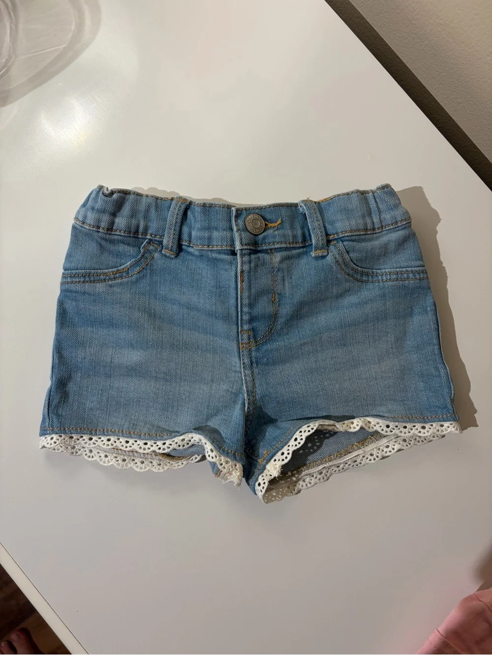 OshKosh Toddler Girls White, Pink, Jean Shorts 24 months